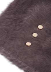 Dark brown women's hat with rabbit fur CZADT-0023A-1I(Z26), close-up of the product detail on a white background.