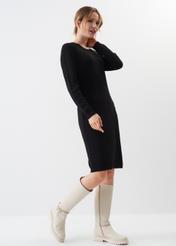 Fitted black midi dress SUKDT-0175-99(Z23)-01