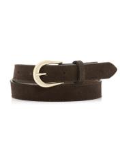 Dark brown leather women's belt PASDS-0303-1I(W26), front product view on white background.
