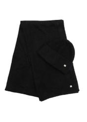 Black women's winter scarf SZADT-0202-99(Z25), product view with a hat on a white background.-02