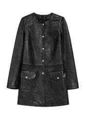 Black women's leather jacket KURDS-0583-99(W26), front product view on white background.