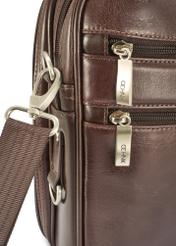 Brown leather men's bag TORMS-0483-89(Z25), close-up of product detail, view on white background.