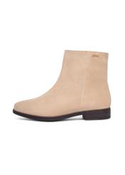 Women's suede ankle boots in cool beige color BUTYD-1193-1K(Z26), side views of the product on a light background.