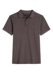 Men's brown polo shirt POLMT-0055A-1I(W26), front product view on white background.