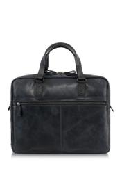 Men's navy blue leather bag TORMS-0100-69(W23)-04