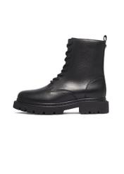Women's leather ankle boots in black BUTYD-1297-99(Z26), side view of the product on a white background.