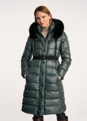Women's down jacket with belt KURDT-0378-54(Z22)-01