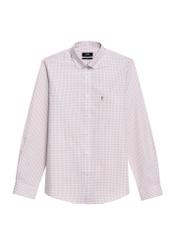 Men's cotton shirt in light beige checks KOSMT-0277-24(Z25), product visible from the front on a white background.