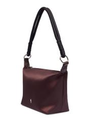 Dark brown fabric women's handbag TOREN-0355-1I(Z26), diagonal product view on white background.