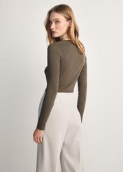 Women's ribbed longsleeve LSLDT-0028-51(Z25), product visible from the back on the model, half of the silhouette visible.