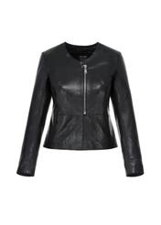 Women's classic black leather jacket KURDS-0232-4229(Z23)-05