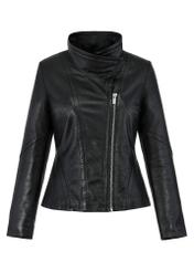 Women's leather jacket in black color KURDS-0501-5491(Z24)-04