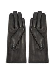 Women's leather gloves with ties REKDS-0021A-99(Z25), product view from the back on a white background.