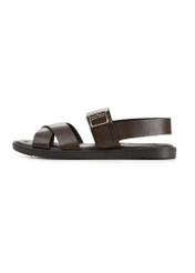 Men's dark brown leather sandals BUTYM-0537-1I(W26), side view of the product on a white background.