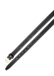 Black leather women's belt PASDS-0334-98(Z25), view of the clasp of the product on a white background.
