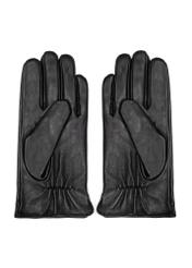 Men's leather gloves in black REKMS-0009A-99(Z26), product view from the back on a white background.