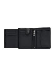 Black men's leather wallet PORMS-0632A-99(Z25), product view inside on white background.