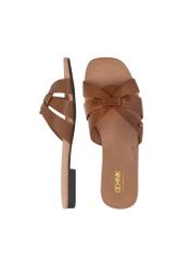 Brown women's plaid flip-flops BUTYD-1079-24(W24)-05