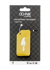 Gold luggage tag AW-012-0003-2X(W26), view of the product in the packaging on a white background.