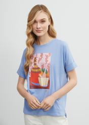 Blue Printed Women's T-shirt TSHDT-0105-62(W23)-01