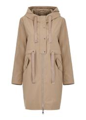 Women's beige hooded trench KURDT-0511-81(W24)-04