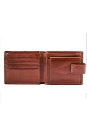 Men's brown leather wallet PL-105-87(KS), view of the inside of the product on a white background.