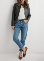 Women's brown braided ballet flats BUTYD-1249-1H(W26), front view of the product on the model's feet.