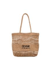 Women's straw beige shopper bag TOREC-0924-1E(W26), front product view on white background.