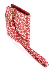 Red floral women's wallet POREC-0402-42(W25), front product view on white background.