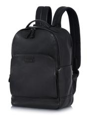 Black large men's leather backpack PLCMS-0020A-99(Z25) - diagonal product view on white background.