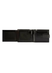 Black leather men's wallet PORMS-0657-99(Z25), product view from the inside on a white background.-02