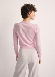 Women's woolen cardigan KARDT-0057-34(Z25), product photo from the back on a model, half of the silhouette visible.