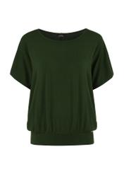 Women's green ribbed blouse BLUDT-0170-55(W24)-03