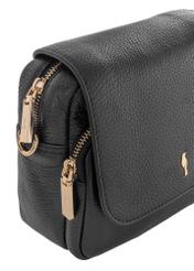 Black small leather women's handbag TORES-0958E-9I(W26), close-up of the product detail on a white background.