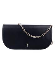 Small black elegant women's handbag with chain TOREC-1388-99(Z26), front product view on white background.