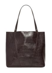 Burgundy croco women's shopper bag TOREC-1304-4D(Z26), product view from the back on a white background.