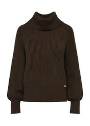 Brown women's turtleneck sweater SWEDT-0208-90(Z24)-05