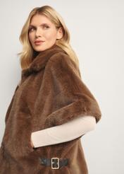 Brown women's vest KAMDP-0007-1H(Z26), side view of the product on the model, half of the silhouette visible.