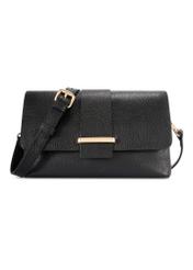 Women's leather handbag in black color TORES-1220-9I(W26) - front view of the product, on a white background.