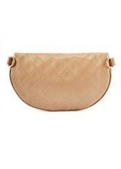 Quilted beige women's waist bag TOREC-0878B-81(Z25), product view from the back on a white background.