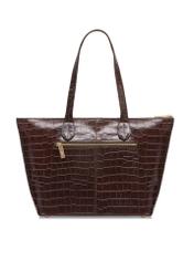 Women's brown leather shopper bag TORES-0939D-89(W25)-04