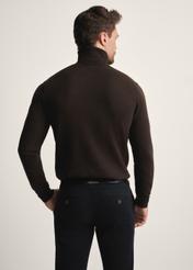 Men's turtleneck sweater in chocolate color SWEMT-0095B-90(Z25), product view from the back on the model, half of the silhouette visible.