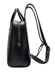 Black women's imitation leather backpack TOREC-1129-99(W26), side product view on white background.