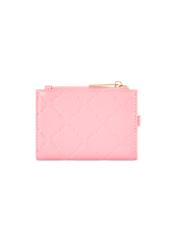 Pink small women's wallet with handle POREC-0407-5B(W26) - product view from the back, on a white background.