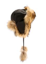 Women's hat with natural raccoon fur CZADF-0048-99(Z25), product view from the side on a white background.