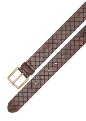 Men's brown leather belt PASMS-0278-1I(W26), top view of the product on a white background.