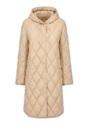 Beige quilted insulated jacket for women KURDT-0510-81(W24)-04