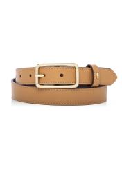 Beige women's leather belt PASDS-0307-1C(W26) - front product view, on a white background.