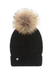 Black women's cap with pompom CZADT-0040A-99(Z23)-02