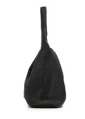 Black woven shopper bag TOREC-1148-99(W26) - side view of the product, on a white background.
